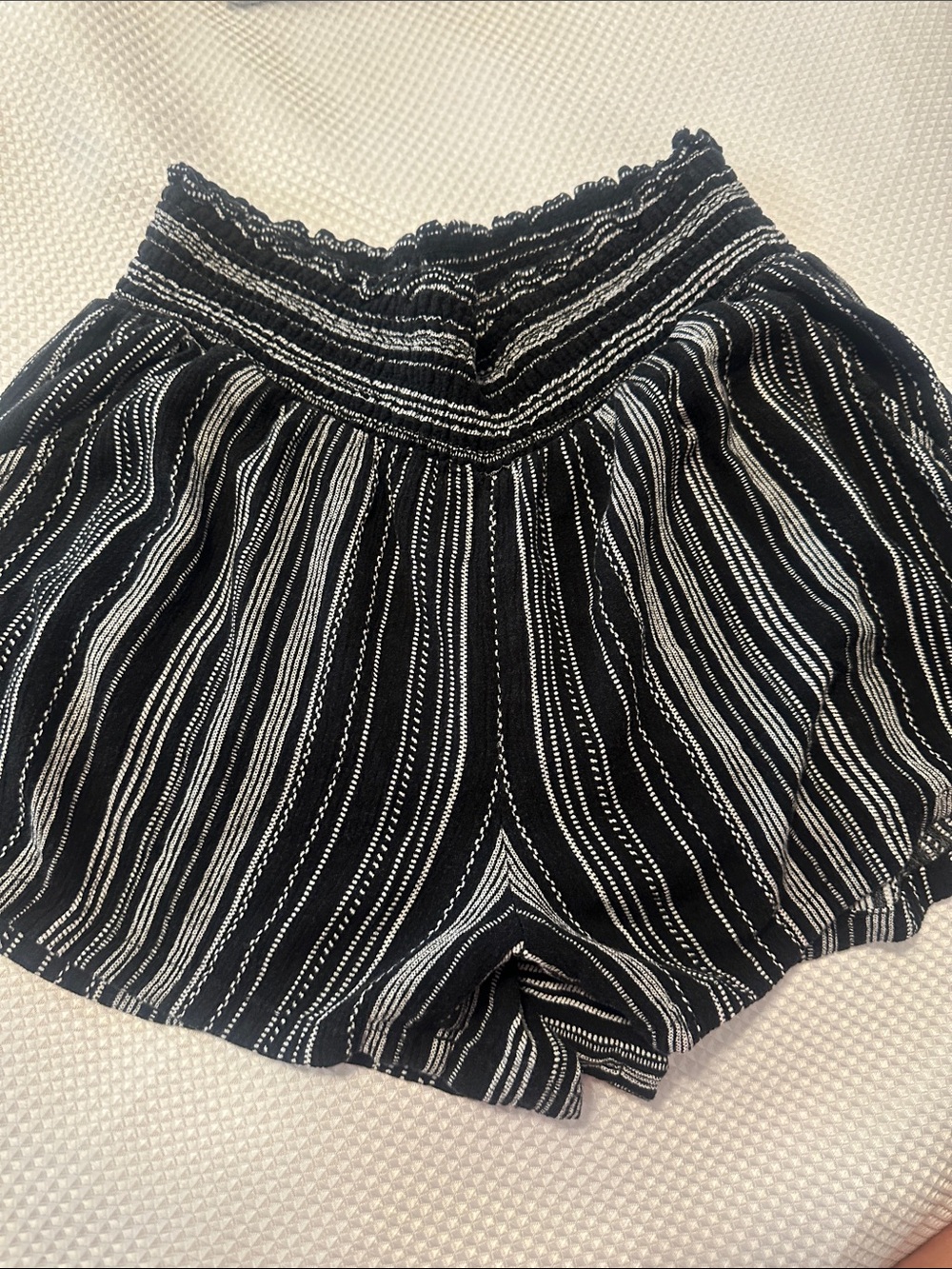 Kingston Grey Black and White High-Waist Striped Shorts
